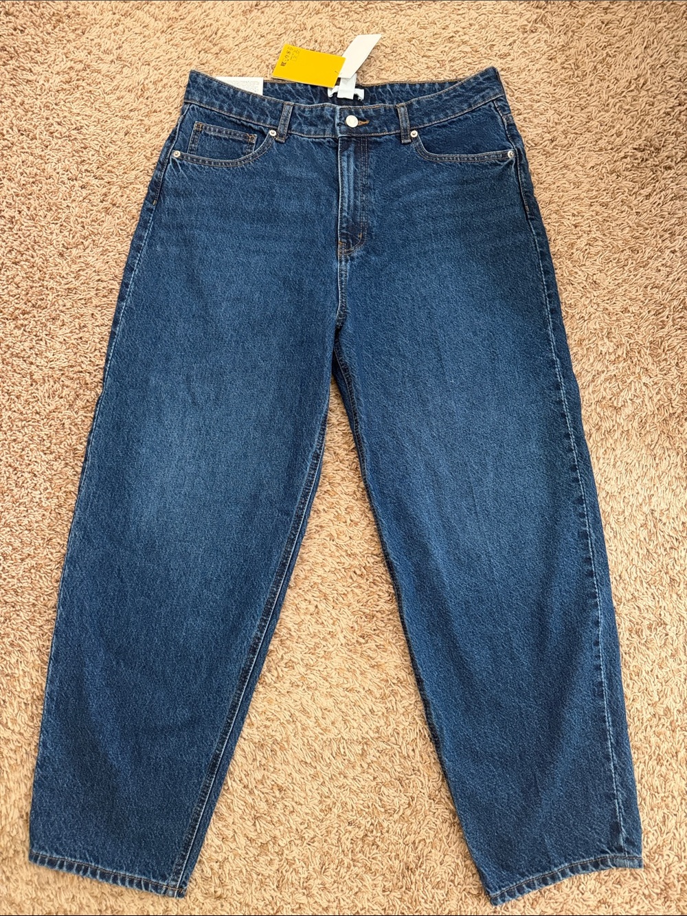 H&M Tapered High Waist Ankle Jeans Dark Wash Denim 12 NWT